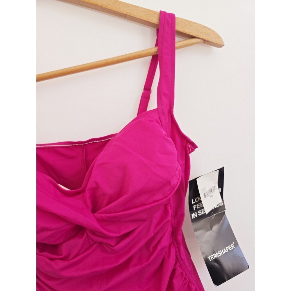 Trimshaper New Fuchsia Pink One Piece 482502 Wireless Beach Swimsuit Size 18 - Picture 2 of 10